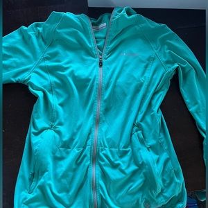 Columbia lightweight zip up hooded jacket, Omni shade Newick, Omni wick SM Green